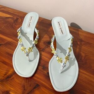 90’s Manolo Blahnik floral sandals- never worn!